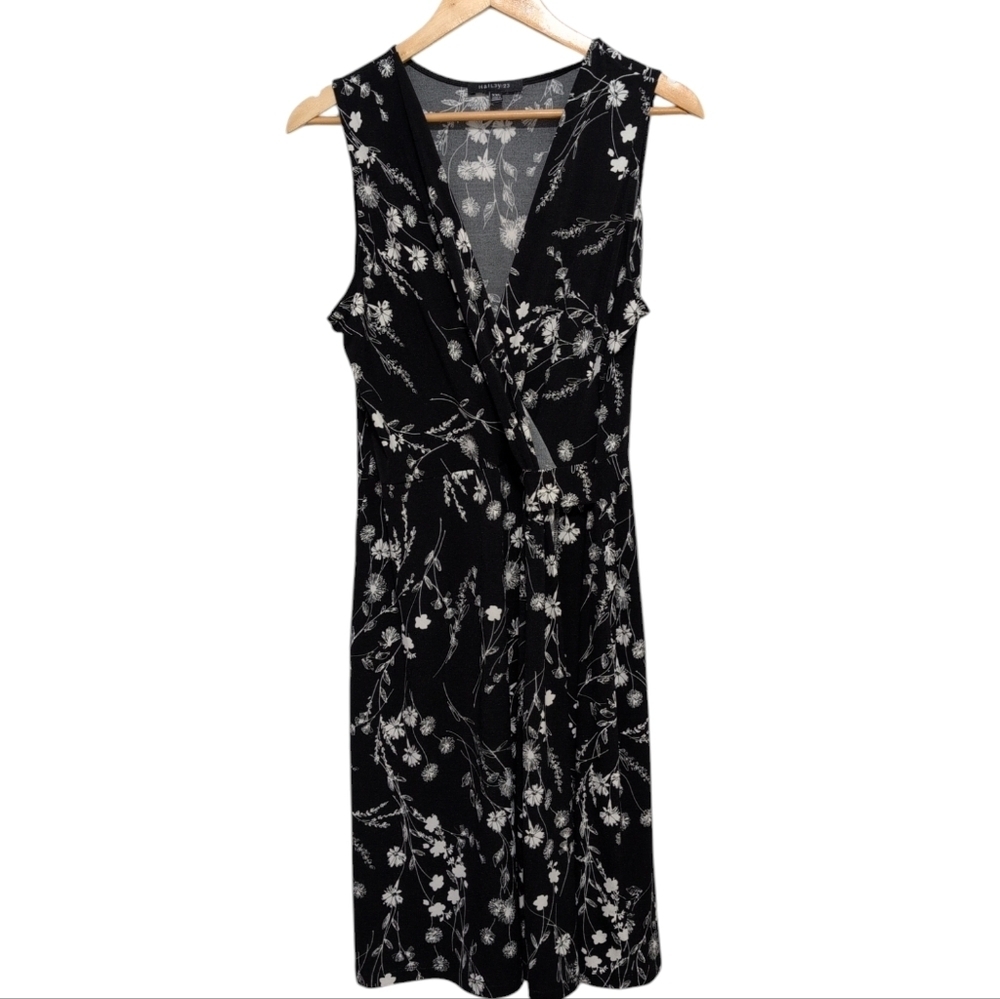 Hailey 23 Black White Floral Faux Wrap Dress XXL Sleeveless V-Neck D12541H New